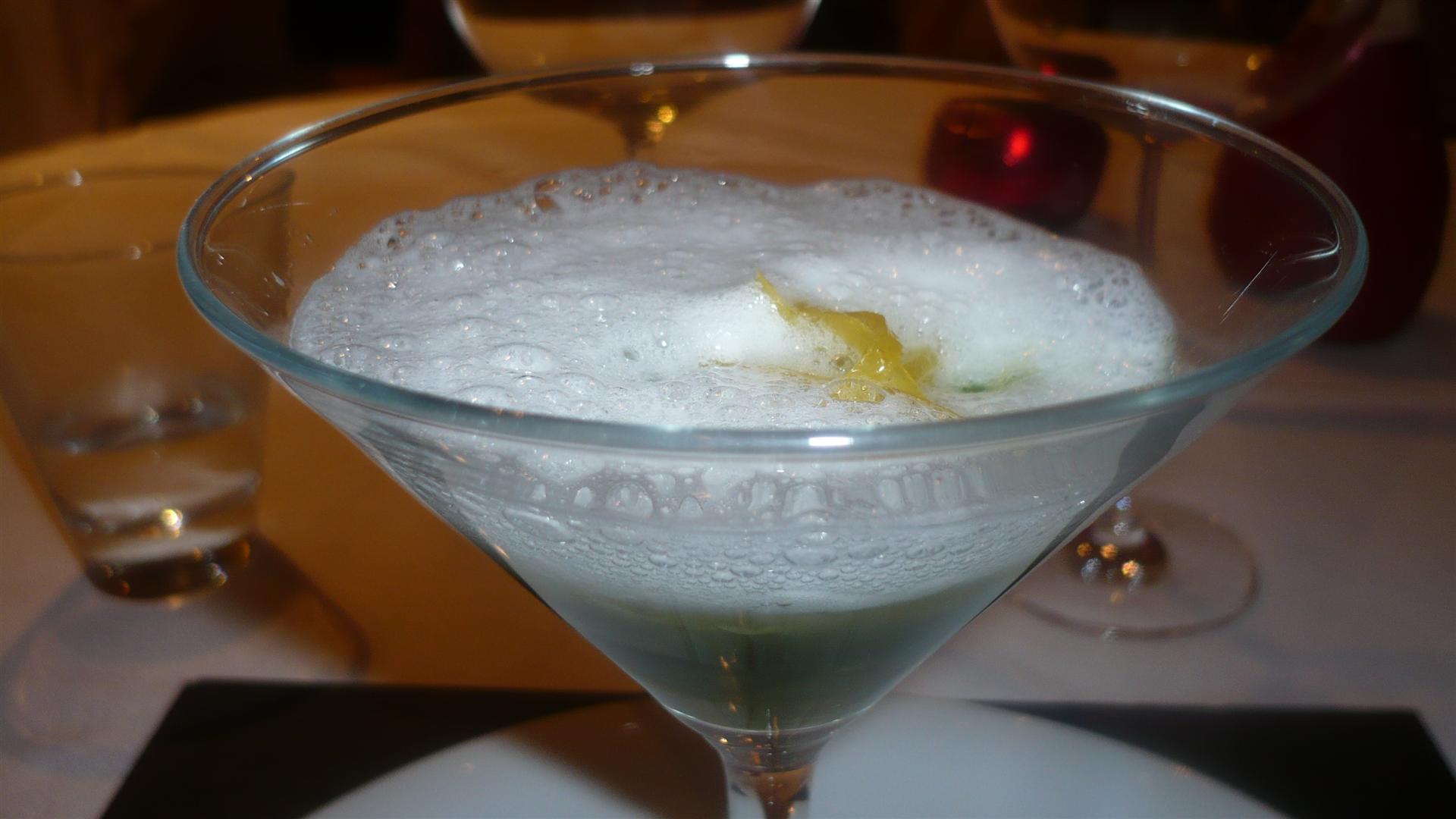 Sangonereta (CERRADO) Mojito: Rum jelly, mint sorbet and lemon foam